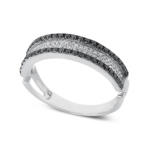 Schwarzweiss-Diamant-Silber-Ring-Schmucksache-Hochzeits-Geschenk